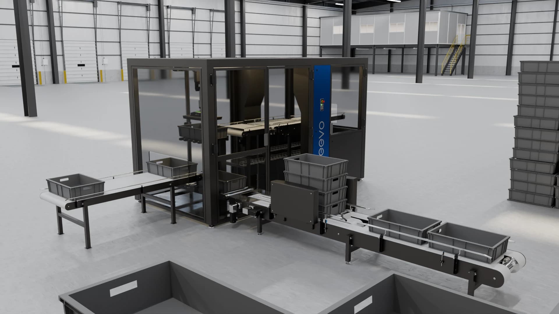 Render of machine in production hall