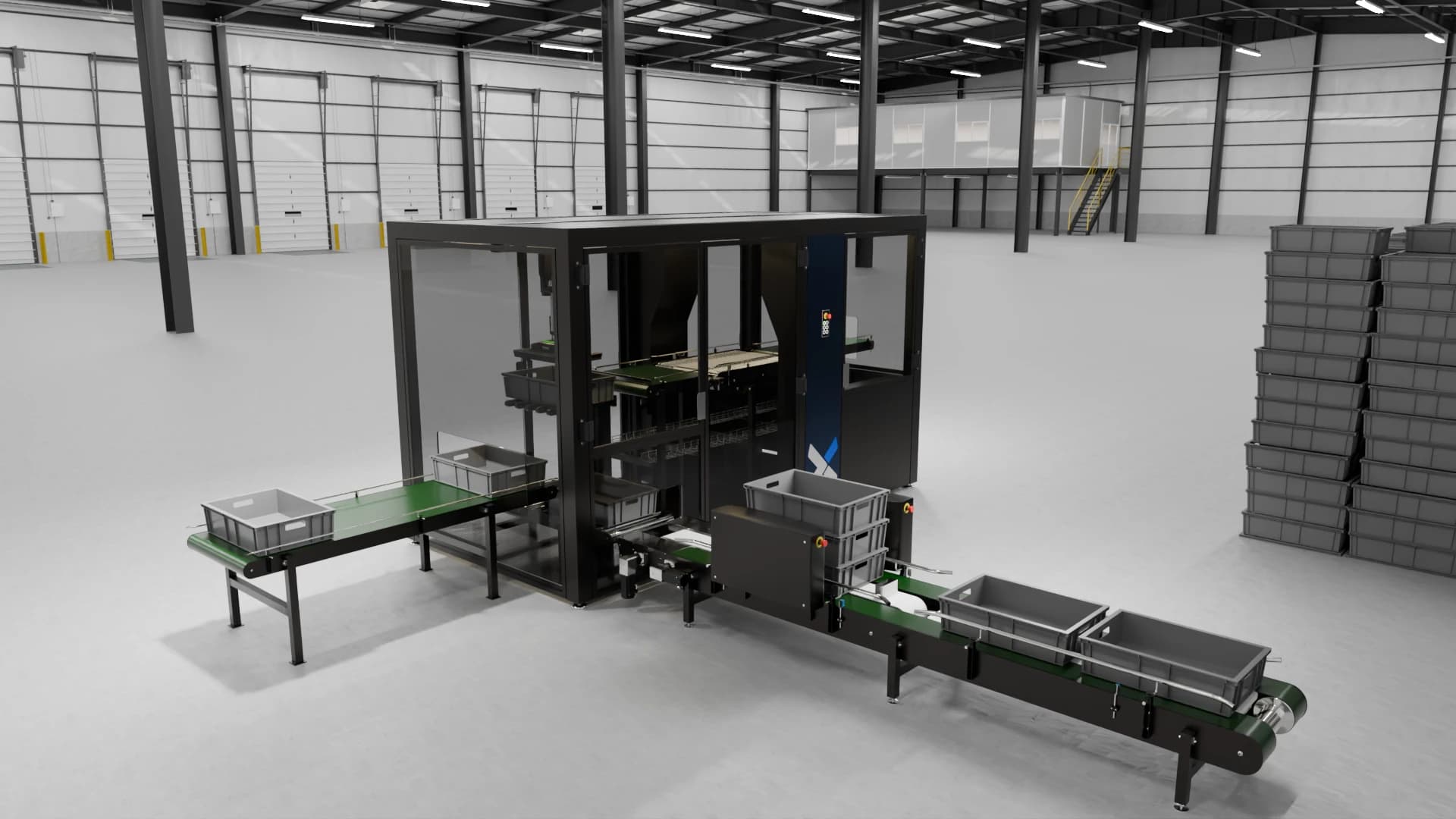 Render of machine in production hall